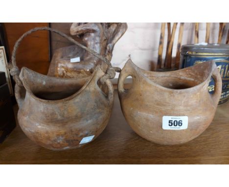 Two African ceramic handled pots