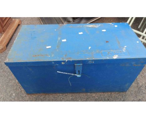 A blue metal trunk