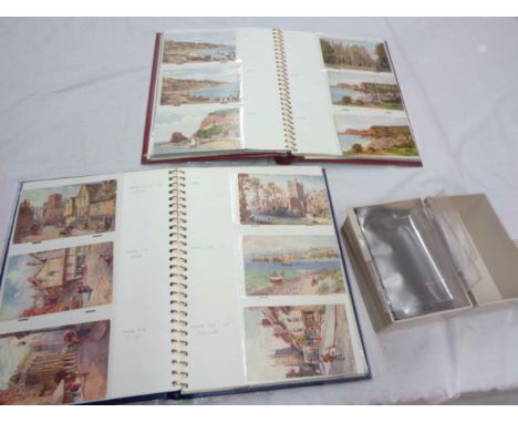 Two ring bound albums containing early 20th Century and other postcards including local interest, topographic, greetings and 