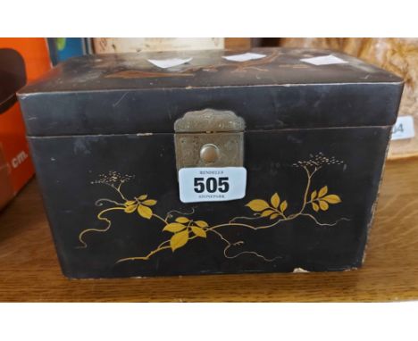A Japanese lacquered tea caddy with internal wooden cannisters
