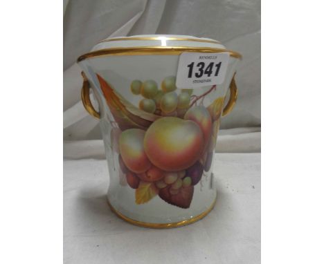An early 19th Century Davenport pottery cachepot of semi-circular form with a flattened back, pair of gilt ring handles and p