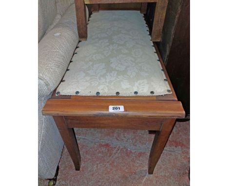 A vintage walnut locker dressing stool - sold with a rattan topped stool and a similar dressing stool