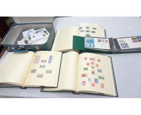 A small suitcase containing Three 'The Favourite Philatelic Albums' containing 19th Century and numerous 20th Century GB and 
