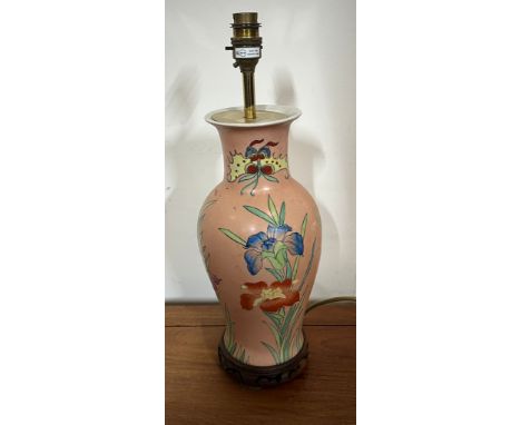 Ceramic lamp decorated with Iris flowers 