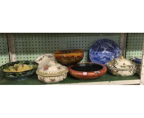 SHELF OF CHINA INCL: BOWLS ETC, SOME A/F