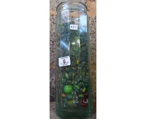 JAR OF VINTAGE MARBLES