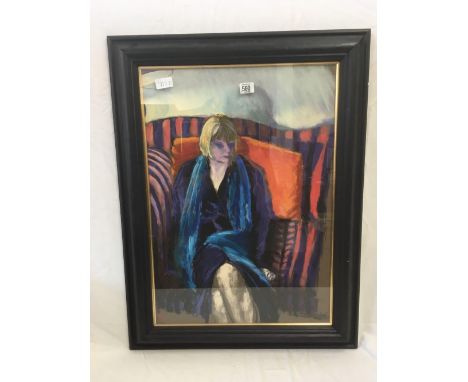 ROBIN PICKERING PORTRAIT OF A SEATED WOMAN IN PASTEL, 24.5" X 17.5"