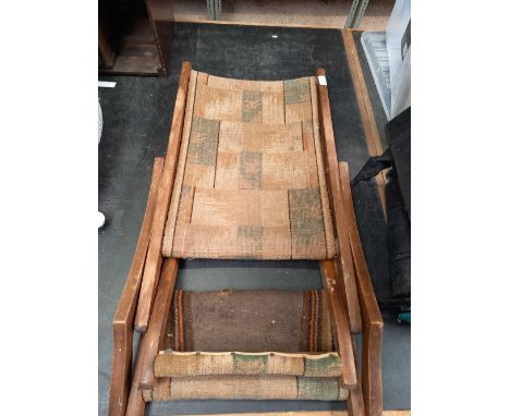 WOODEN ROMAN BLIND, A VINTAGE FIREGUARD &amp; FOLDING CHAIR