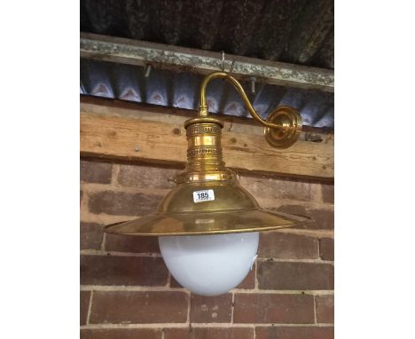 BRASS WALL LIGHT WITH OPAL GLASS GLOBE