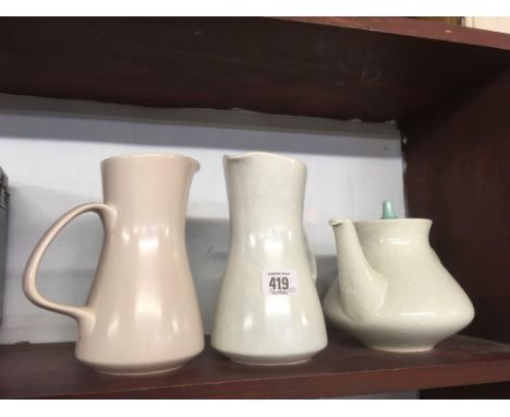 MATCHING ART DECO POOLE TEA POT &amp; JUG &amp; A SIMILAR JUG