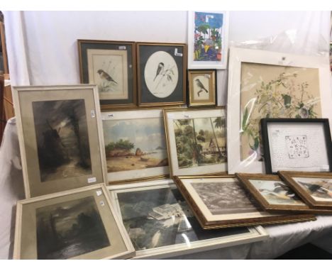 COLLECTION OF APPROX 12 VARIOUS PAINTINGS, PRINTS &amp; PHOTOGRAPHS