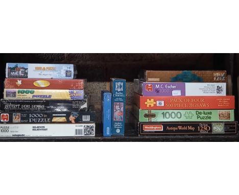 SHELF OF MISC JIGSAW PUZZLES