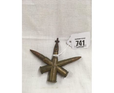 TRENCH ART CROSS MADE FROM BULLET CASINGS