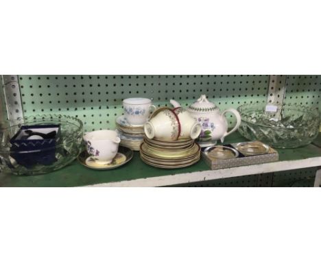 SHELF OF VARIOUS CHINA &amp; GLASSWARE