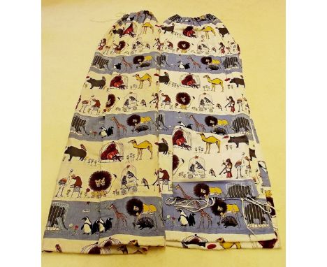 A set of vintage nursery interlined curtains, each curtain 164" width x 77" long, and a bedhead cover