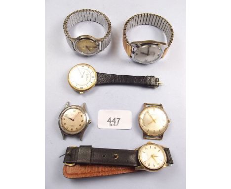 A Roamer gentlemans wrist watch and five other vintage wrist watches