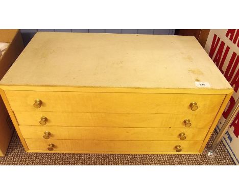 A vintage satinwood four drawer cutlery box with fitted interior