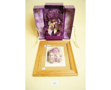 A Merrythought Millenium bear - boxed with certificate and framed picture - 384/2000