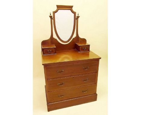An Edwardian dressing chest with swing mirror over two short and two long drawers , 60.5cm wide
