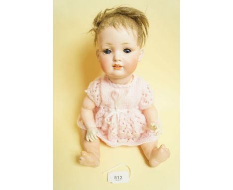 A Bahr & Proschild bisque headed doll with composition jointed body, 36cm, with BP and crossed swords mark, circa 1900