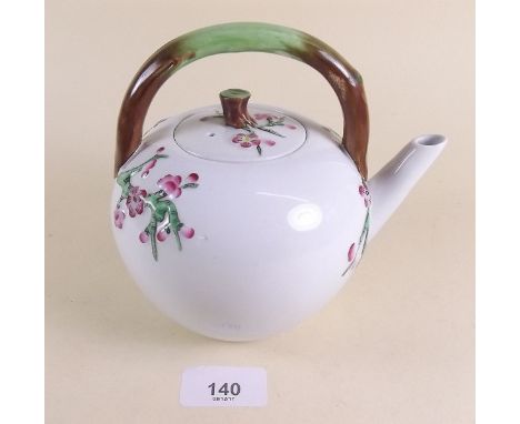 A Mintons Aesthetic teapot moulded and painted prunus blossom - 15cm