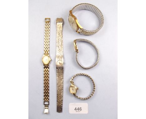 Four ladies wrist watches and a vintage gold plated gentleman s wrist watch by Ramona