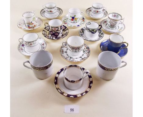 Thirteen various 19th and 20th century coffee cups and saucers