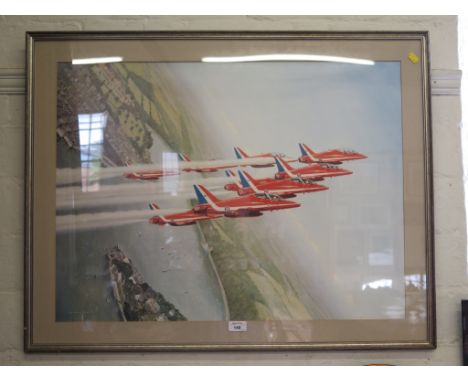 After Coulson  RAF Aerobatic Team ('The Red Arrows') over Dartmouth Harbour  Lithograph  56cm x 75cms 