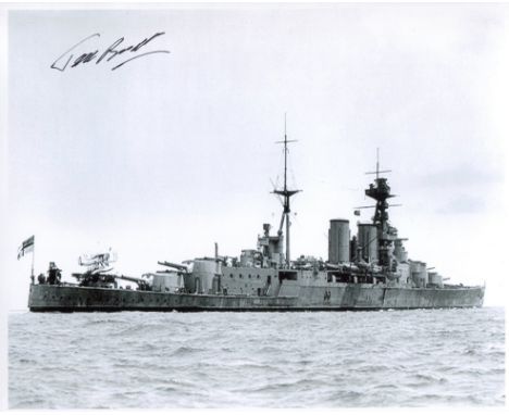 HMS Hood. 8x10 inch photo hand signed by Ted Briggs, who at the time of signing was the last living of only three men to surv