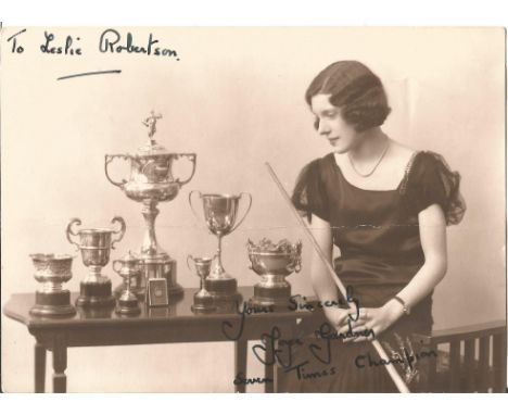 Joyce Gardner signed 6x4 vintage photo. 7 times world champion of billiards. Dedicated. Good condition. All autographs come w
