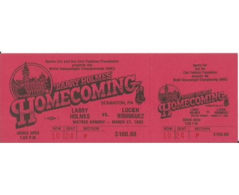 Larry Holmes Vs Lucien Rodriguez 1983 Full Site Ticket For The Heavyweight Boxing Championship From USA. Good condition. All 
