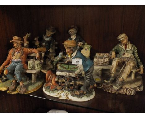 A COLLECTION OF CERAMIC CAPO DI MONTE FIGURES (5) 