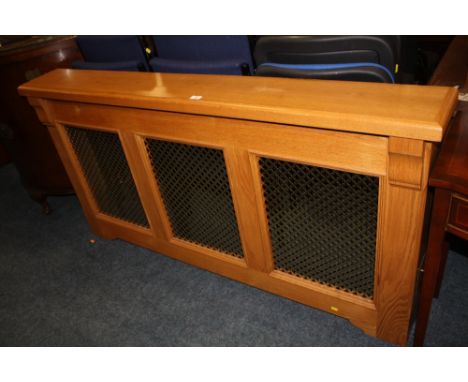 A MODERN LIGHT OAK RADIATOR COVER W-174cm X H-90cm X D-23cm