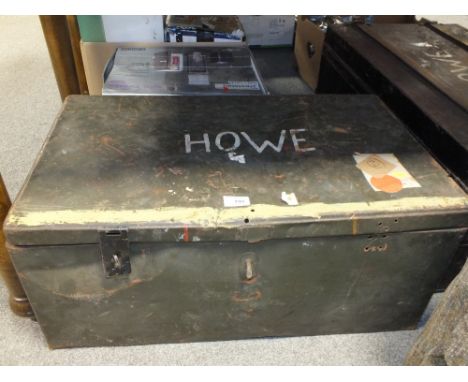 A VINTAGE TIN TRUNK