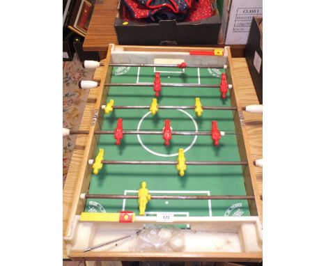 A VINTAGE PORTABLE CHARTON TABLE FOOTBALL GAME TOGETHER WITH TWO BAGATELLE GAMES