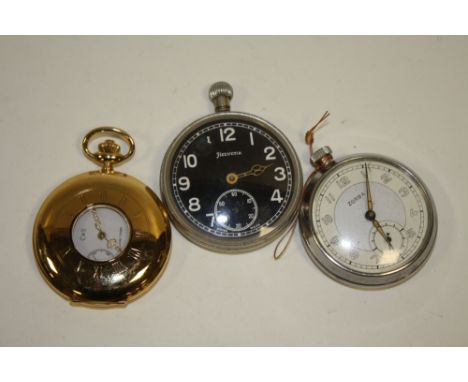 A MILITARY POCKET WATCH TOGETHER WITH TWO OTHERS