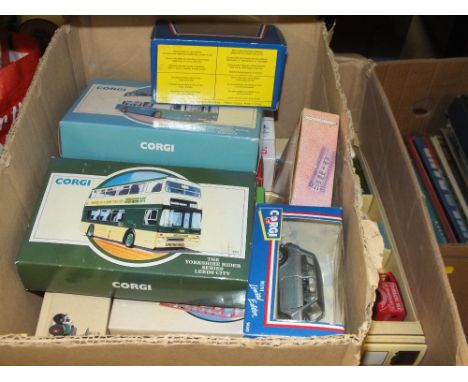 TWO BOXES OF BOXED DIE CAST TOY VEHICLES TO INCLUDE CORGI, DAYS GONE BY, ETC