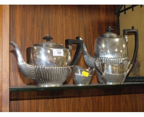 A SILVER PLATED FOUR PIECE TEA SERVICE 