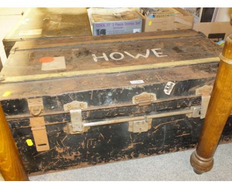 A LARGE TIN TRUNK