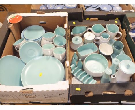 TWO TRAYS OF RETRO STYLE POOLE TEA AND DINNER WARE