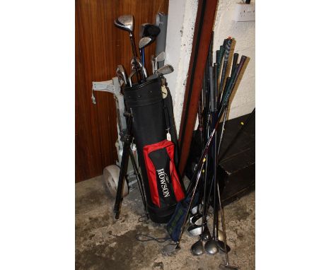 A HOWSON CADDY BAG, GOLF CLUBS ETC