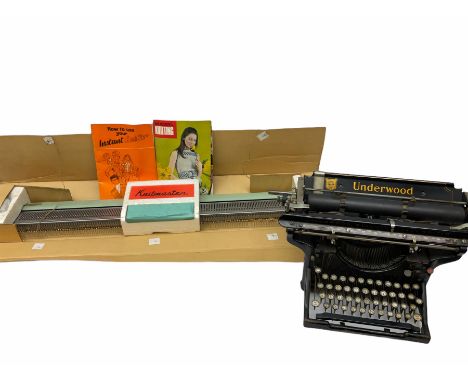 Underwood manual typewriter with original cover and Knitmaster Knitting machine in original box with instructions. 