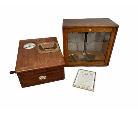 Early 20th century Gledhill-Brook mahogany cased Time Recorder, W35cm with framed receipt dated 1913 together with a cased se