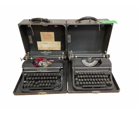 Two vintage Underwood portable typewriters to include the Universal model, both in carry cases (2)
