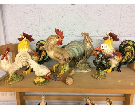 Seven ceramic Cockerels