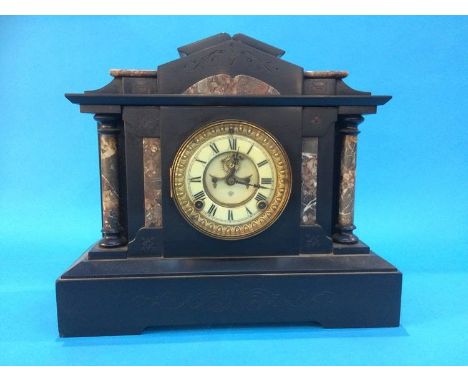 A Victorian slate 8 day mantle clock