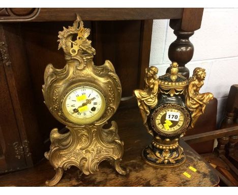 Gilt mantle clock and one other