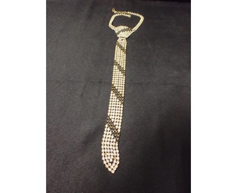 A CELINE PARIS CLEAR AND BLACK PASTE 'TIE' NECKLACE34.5cm drop, two stones missing