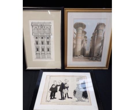 AN ANTIQUE ARCHITECTURAL PRINT: 'ORTHOGRAPHICA INTERIOR PALATII DNN FALCONERIORUM'etching (with Casali, Rome certificate vers