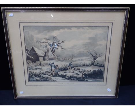 T. ROWLANDSON AFTER G. MORLAND: SNIPE SHOOTINGaquatint etching, framed 58 x 70cm (toned)